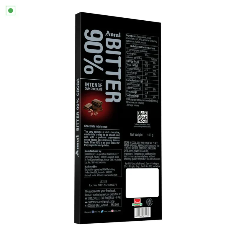 Amul Bitter 90% Intense Dark Chocolate